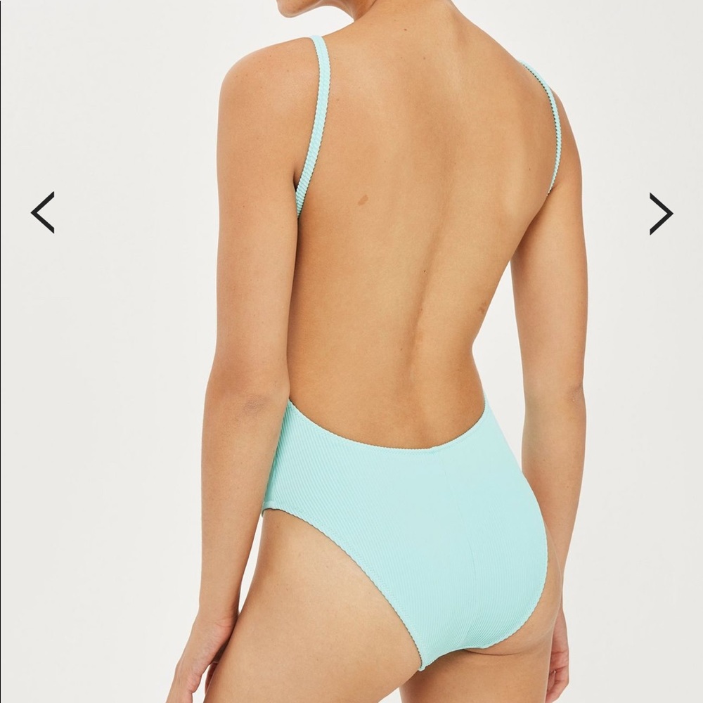 Topshop Plunge Wide Rib Swimsuit